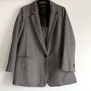 Zara Basic Collection Oversized Herringbone Wool Blazer Size Small